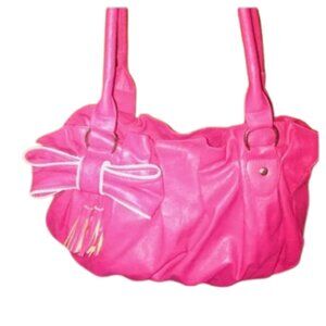 hot pink barbiecore fun flirty slouch purse with ruffles and bow